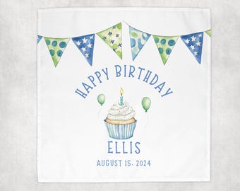 Matching Smash Cake Napkin – 100% Cotton Birthday Napkin to Match Smash Cake Plate – 1st Birthday Party Decor for Boy or Girl