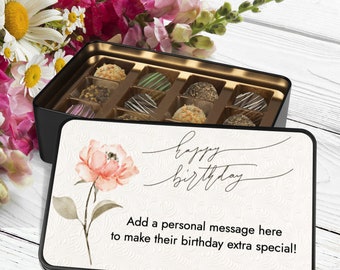 Personalized Happy Birthday Chocolate Truffles - Write Your Own Message on Keepsake Tin