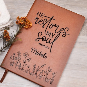 Personalized Leather Prayer Journal for Women | Church Notes & Sermon Notebook | Christian Gifts | Gratitude Journal