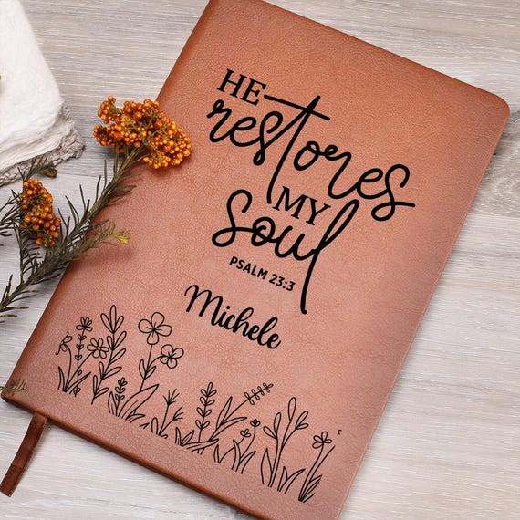 Personalized Leather Prayer Journal for Women | Church Notes & Sermon Notebook | Christian Gifts | Gratitude Journal