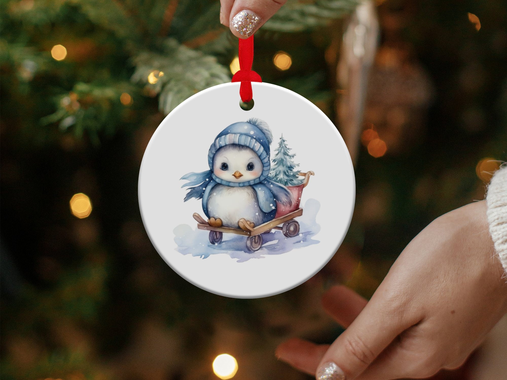 Discover Penguin Ornament, Cute Penguin Christmas Watercolor