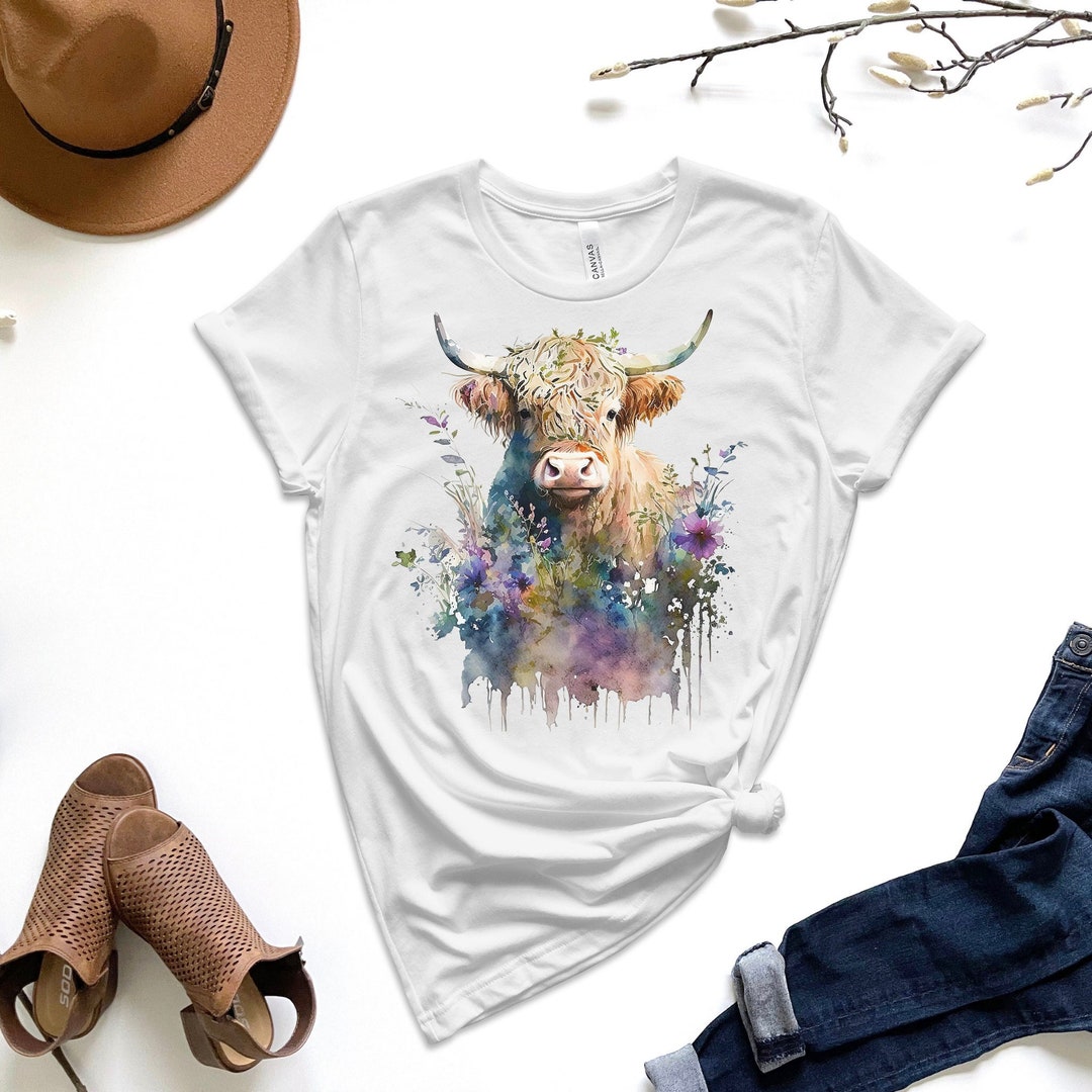 Cute Cow Floral Print Women's Golf Shirts