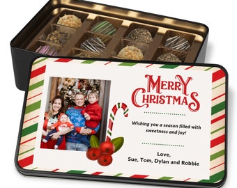 Personalized Photo Christmas Chocolate Truffles Keepsake Tin