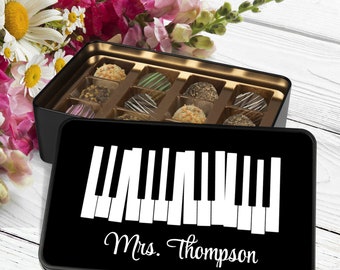 Piano Teacher Gift, Gift for Music Teacher, Chocolate Truffles Keepsake Tin, Piano Recital Gift