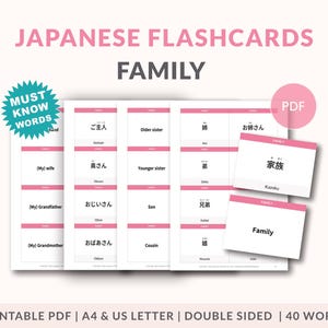 Japanese Vocabulary Flashcards PDF, Learn Japanese Family Words ...