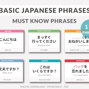 Schede didattiche di frasi giapponesi essenziali per principianti, Studia il giapponese, Lingua giapponese, Impara le espressioni giapponesi, Apprendimento delle lingue