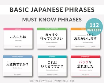 Essential Japanese Phrases Flashcards for Beginners, Study Japanese, Japanese Language, Learn Japanese Expressions, Language learning