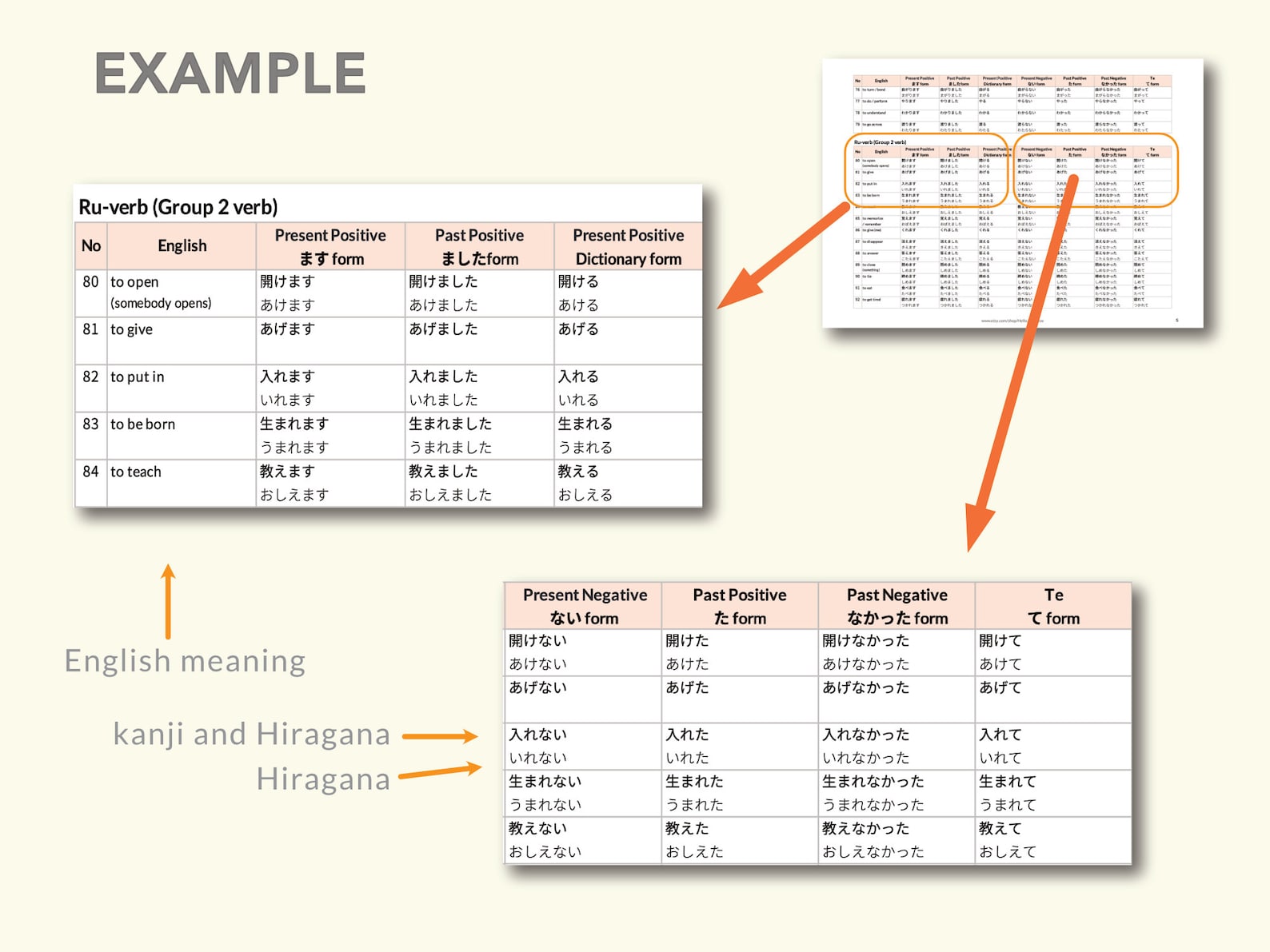 Japanese Verbs Conjugation Chart for Beginners - Etsy