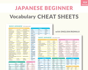 Japanese Vocabulary for beginners, Cheat sheets