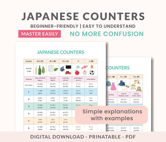 Learn Japanese Counters: Beginner's Guide with Hiragana & Romaji (Digital Download)