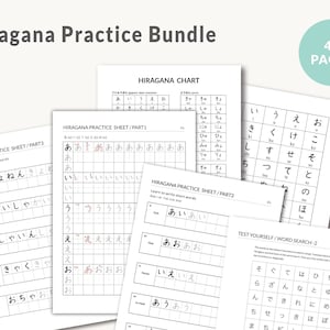 Japanese Worksheets for Beginners: Complete Hiragana and Katakana Learning Pack with Writing Practice, Vocabulary List, and Reference Chart image 2