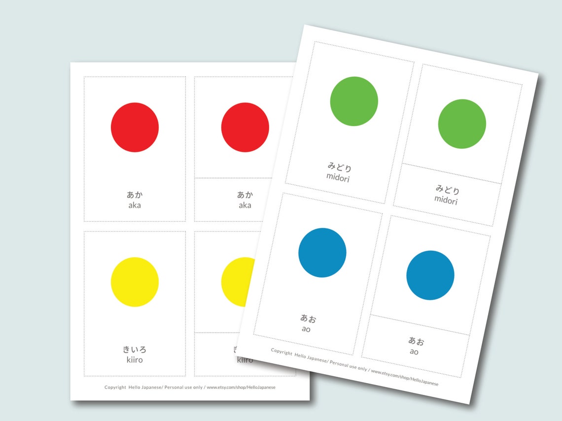 Japanese Color Flashcards Etsy