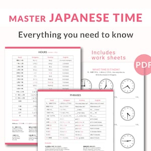 Zeit-Arbeitsbuch in japanischer Sprache: Lernen, üben und meistern Sie Zeitausdrücke auf Japanisch, druckbare PDF-Datei,