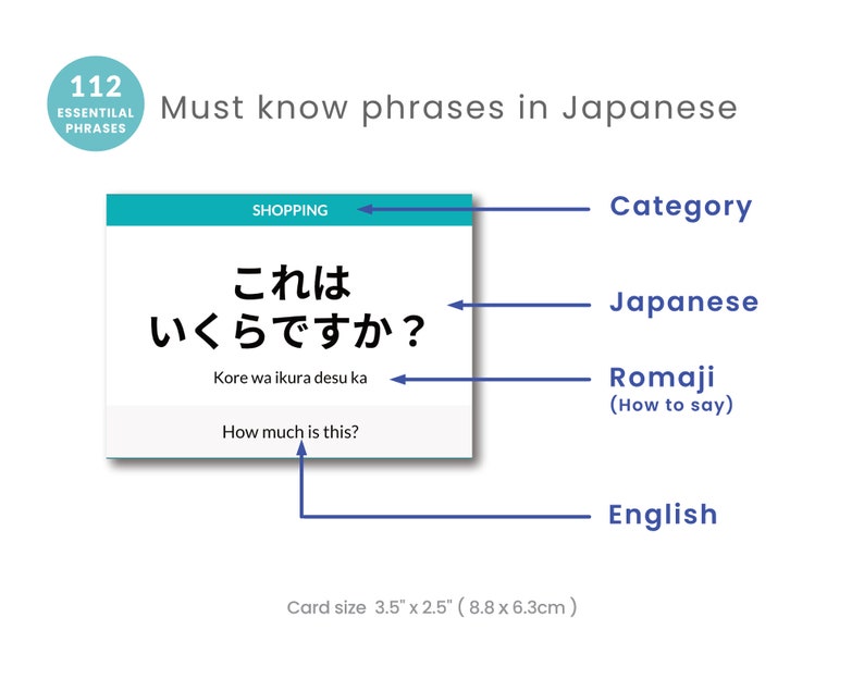 Essential Japanese Phrases Flashcards for Beginners Study Etsy