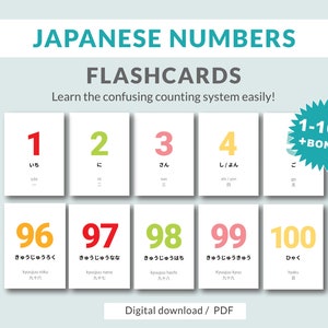 Japanese Numbers Flashcards PDF: 1-100 & Bonus Cards