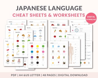 Learn Japanese Cheat Sheets and  Worksheets | Vocabulary & Writing Practice PDF
