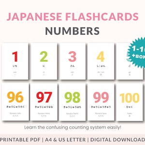 Flashcards de chiffres japonais PDF : 1-100 et cartes bonus