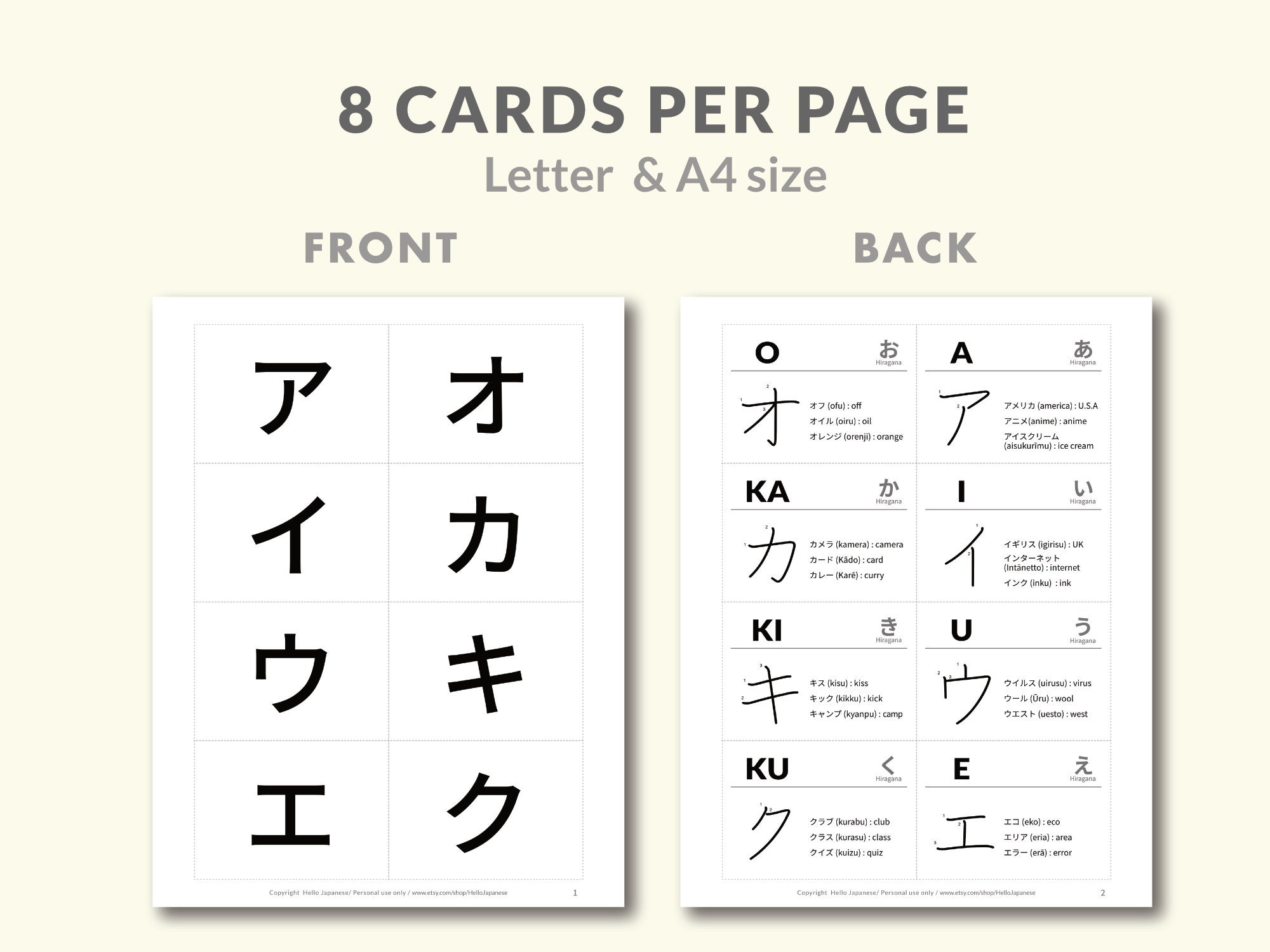 Japanese Katakana Flashcards for Beginners Etsy Australia
