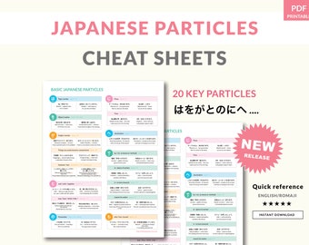 Japanese Particles cheat sheets,  Japanese grammar for beginners, Printable study guide,  learn Japanese