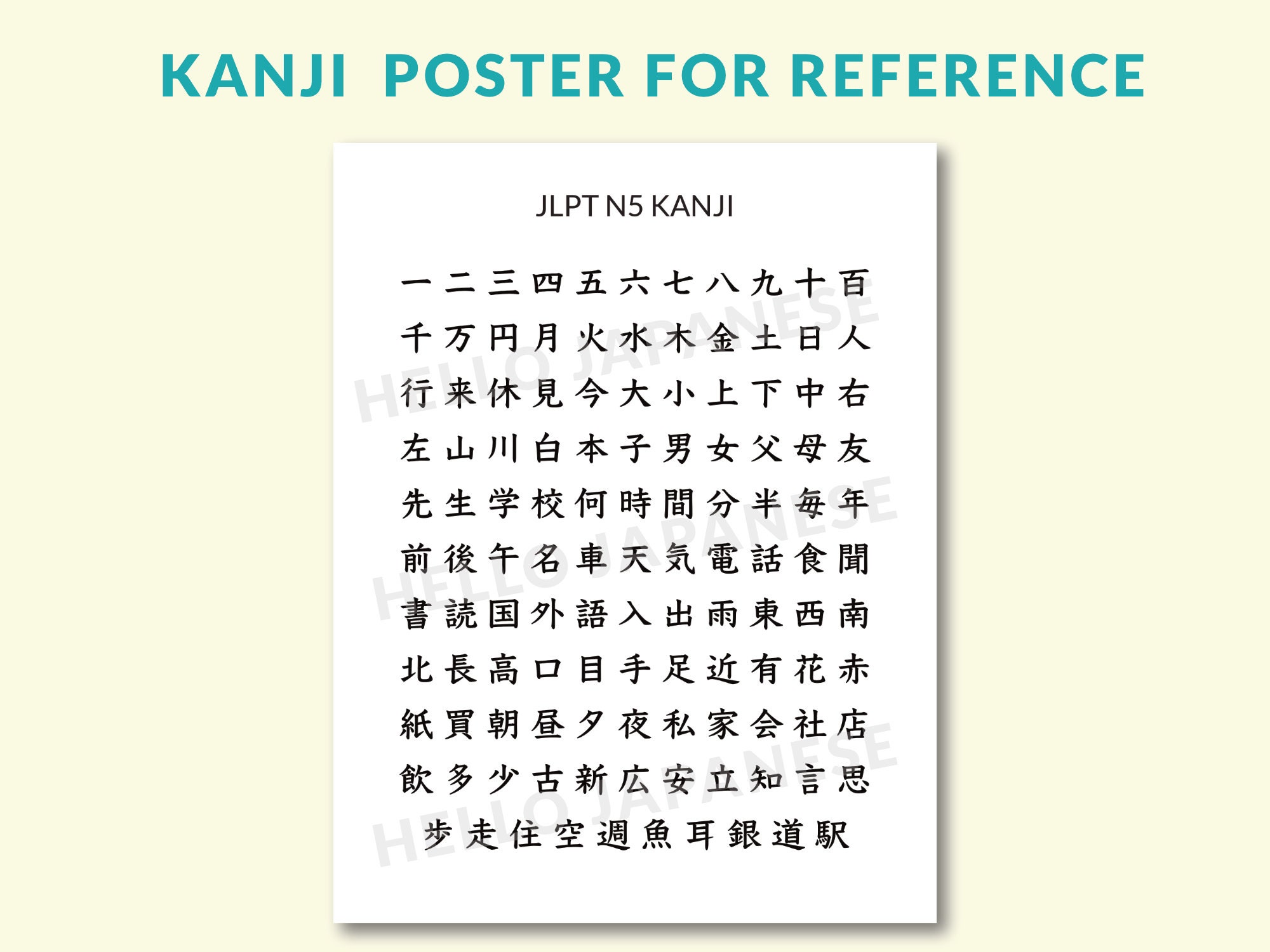 Jlpt N5 Japanese Kanji Worksheets Etsy