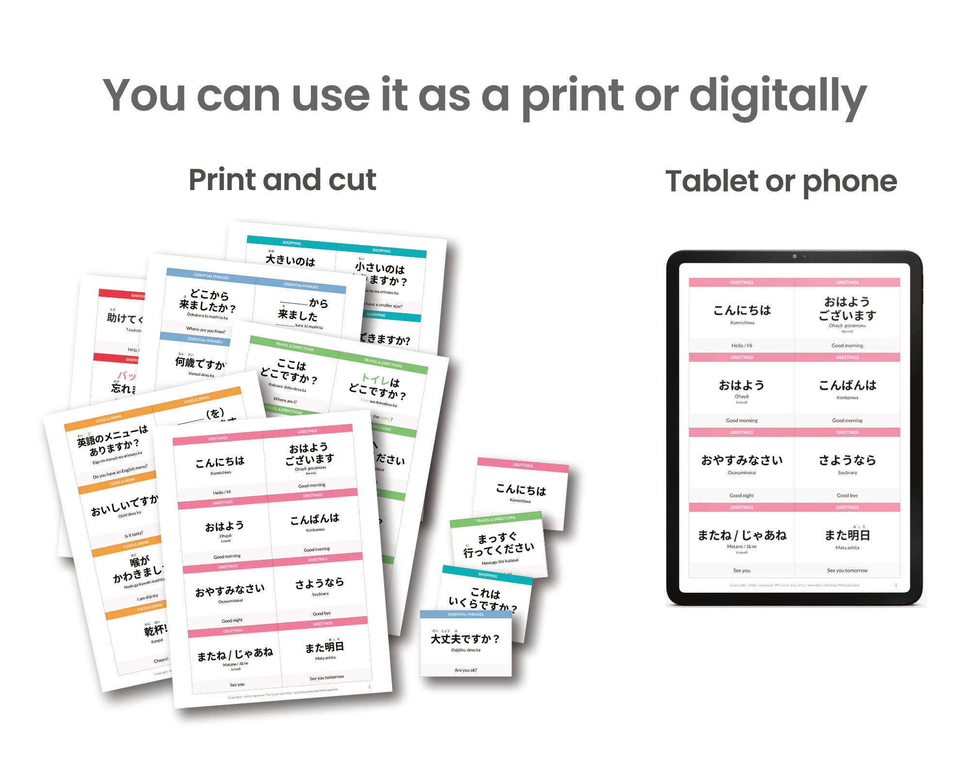 Essential Japanese Phrases Flashcards for Beginners Study Etsy