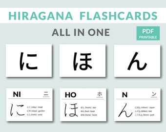 hiragana flash cards etsy