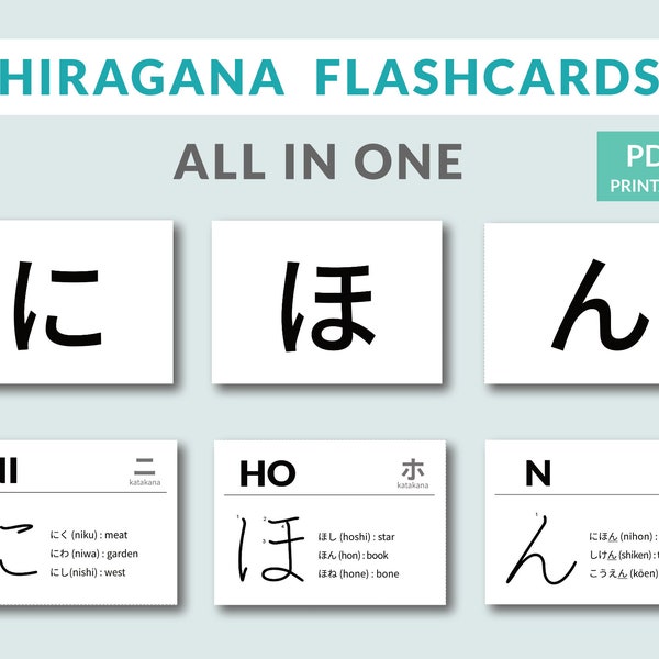 Étudier la langue japonaise, cartes mnémotechniques Hiragana