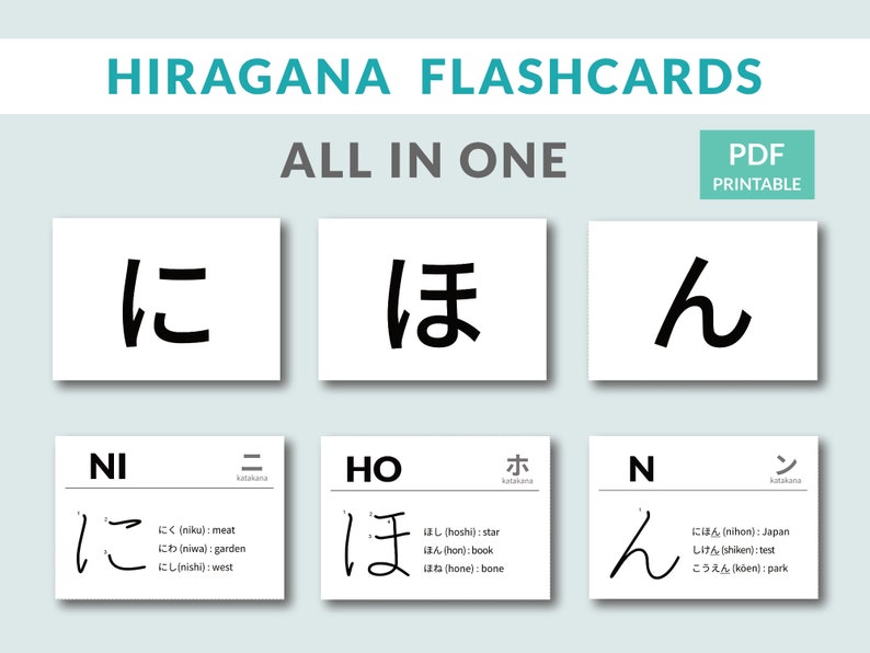 Study Japanese language, Hiragana Flashcards image 1