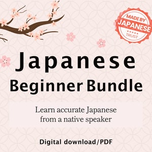 Japanese Language Beginner Bundle: Hiragana, Katakana, Kanji, Vocabulary, Flashcards & More, Digital download PDF