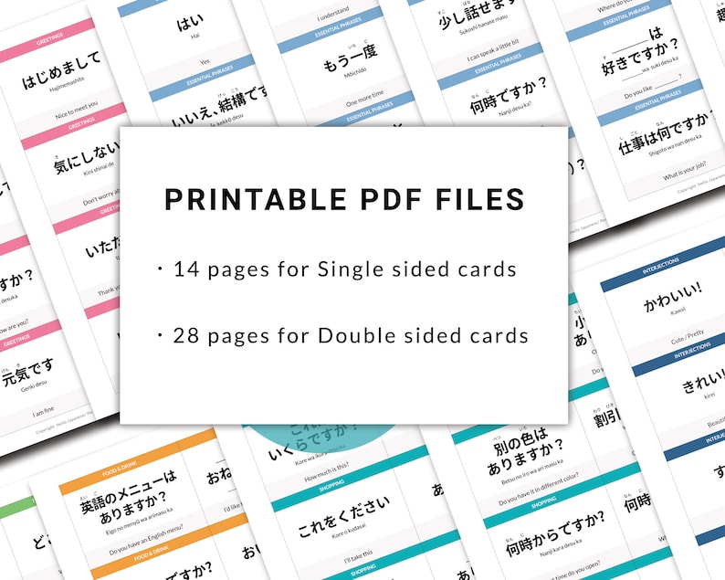 Essential Japanese Phrases Flashcards for Beginners Study Etsy