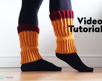 DIY Video Tutorial Crochet Details Handmade Pattern Leg Warmer Warm Socks Boho Style Unique Make Your Own