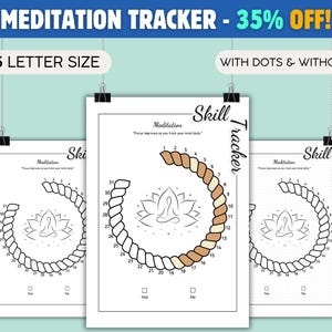 Meditation Tracker | Printable Daily Mindfulness & Meditation Log for Stress Relief, Relaxation, Habit Tracking PDF