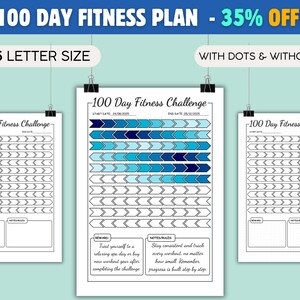 100 Day Fitness Challenge Tracker | Printable Workout Planner | Exercise and Habit Tracker | A4 and A5 PDF | Digital Fitness Journal