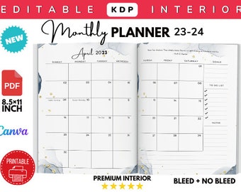 2023-2024-Monthly-Planner-Updated, Lined Notes Template, Writing Paper, Notes Planner Insert, A4/A5/Letter/Half Size, Instant Download PDF