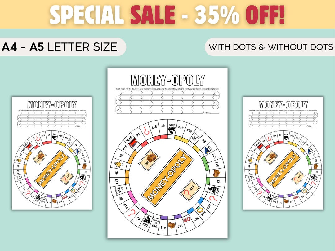 Money-opoly Weekly Savings Game | Digital Printable PDF | Dice-based ...