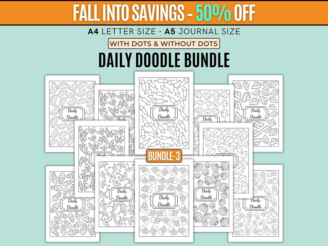 Drawig Tracker Doodle of the Day Bundle Printable | Daily Doodle Journal, Creative ...