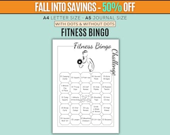 Fitness Bingo | Printable Workout & Habit Tracker | A4 A5 Exercise Challenge Journal | Daily Motivation And Progress PDF