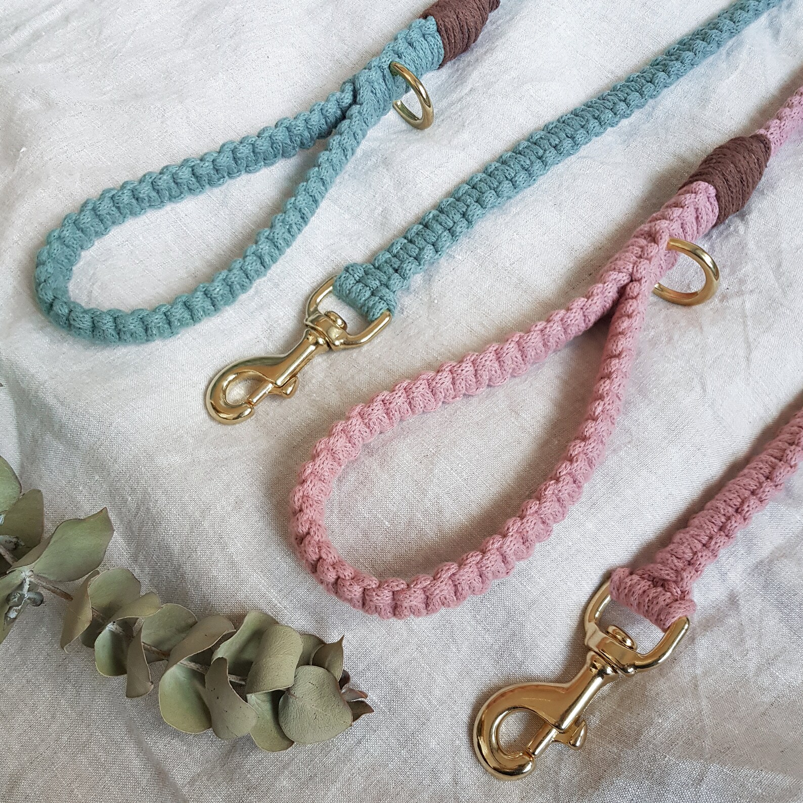 Macrame Dog Leash. Recycled Cotton & Solid Brass. Handmade. Etsy