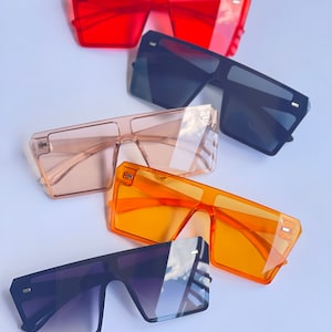 Fashion Oversized Square Mirror Sunglasses•Women Frameless Sunglasses•Trendy Sunglasses