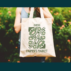 Oviedo Farmer&#39;s Market Tote Bag - Retro &#39;70s Floral Design | Vintage-inspired Reusable Cotton Tote | Eco-friendly Shopping Bag