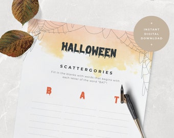 PRINTABLE Halloween Party Game / Halloween Scattergories Game / Halloween Activities / Spooky Season Game / Instant Digital Download