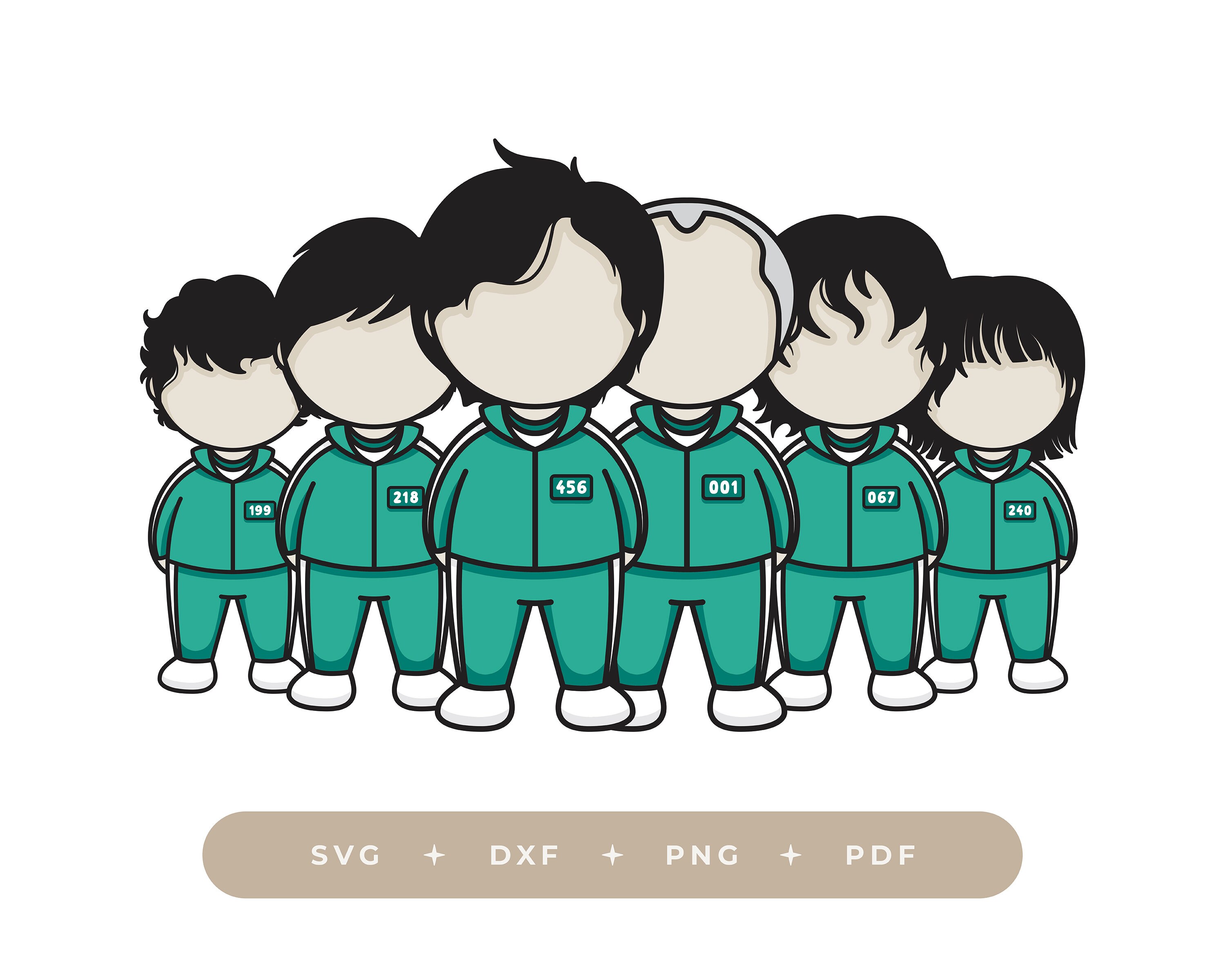 Squid Game Cartoon Players SVG / Squid Game Main Characters - Etsy