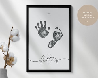 PRINTABLE Father’s Day Handprint Footprint Art / Personalized Gift For Dad / First Father’s Day Baby Keepsake / Infant Newborn Wall Decor