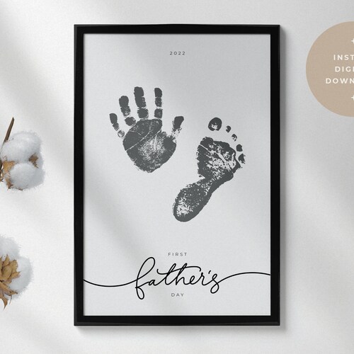 PRINTABLE Fathers Day Handprint Footprint Art / Personalized - Etsy