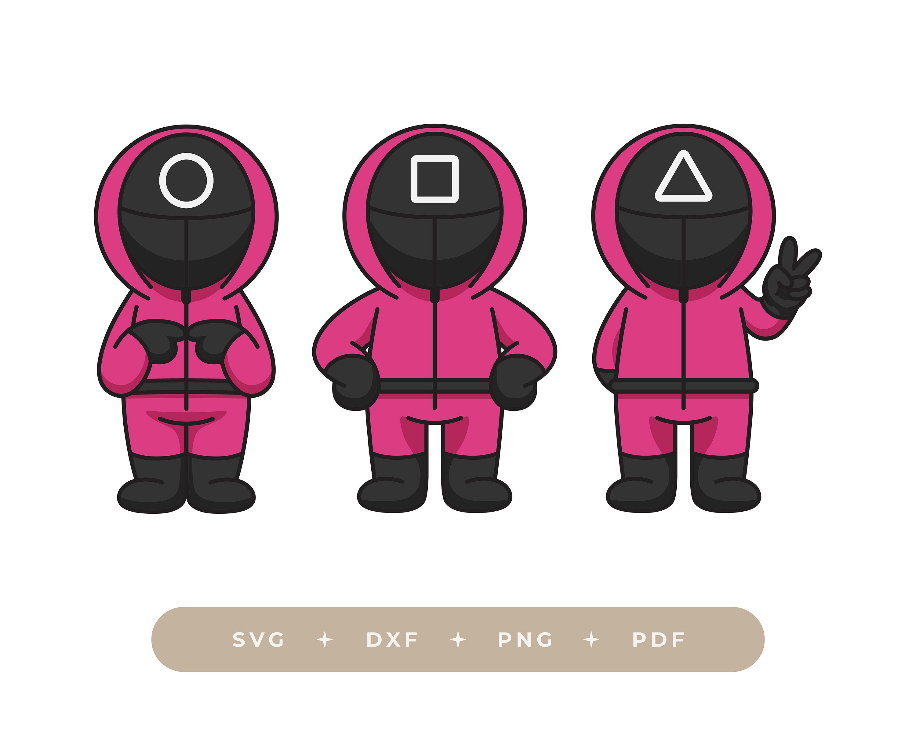 Squid Game Guards SVG / Squid Game Cartoon SVG / Circle Square - Etsy