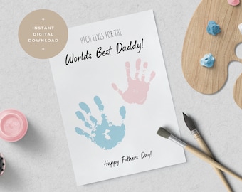 PRINTABLE Father’s Day Handprint Gift / Father’s Day Craft Activity / High Five / Personalized Gift From Kids / Printable Wall Art