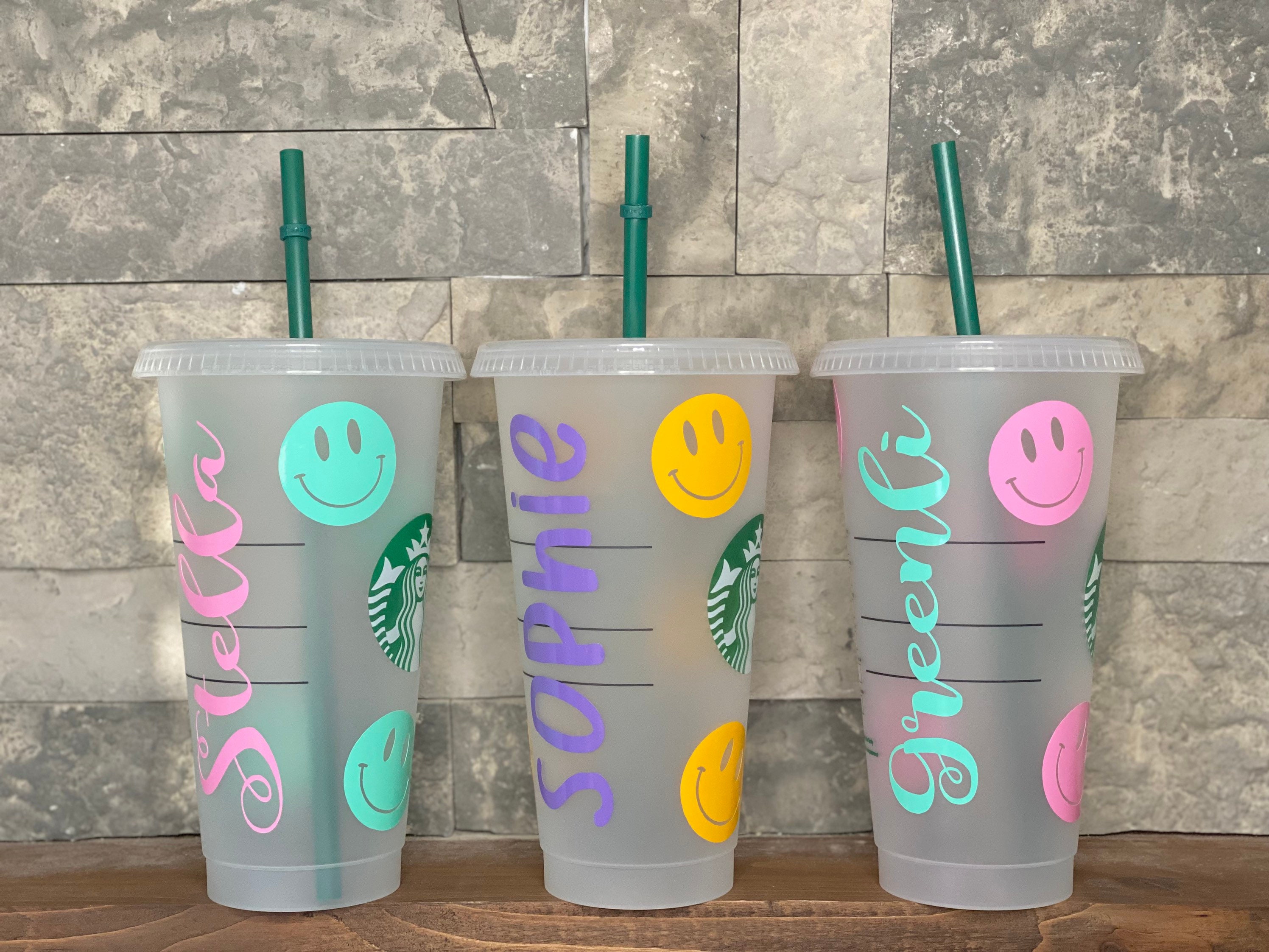 HAPPY FACE CUSTOM Starbucks Cup Smiley Face Personalized 