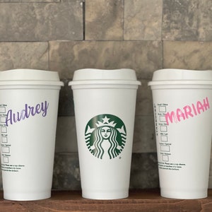 CUSTOM STARBUCKS CUP Personalized cup with your name Barista style Reusable cup with lid Aesthetic cup Gift for him Gift for her image 1