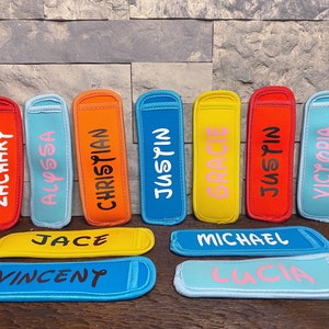 Personalized Popsicle sleeve / Freezer pop holder / Washable, reusable neoprene ice pop holder / multiple options