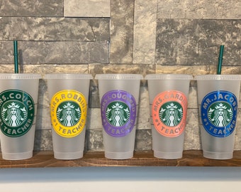 PERSONALIZED TEACHER STARBUCKS Cup | Best Teacher Starbucks cold cup | Teacher Fuel gift | Reusable tumbler | Aesthetic Coffee tumbler